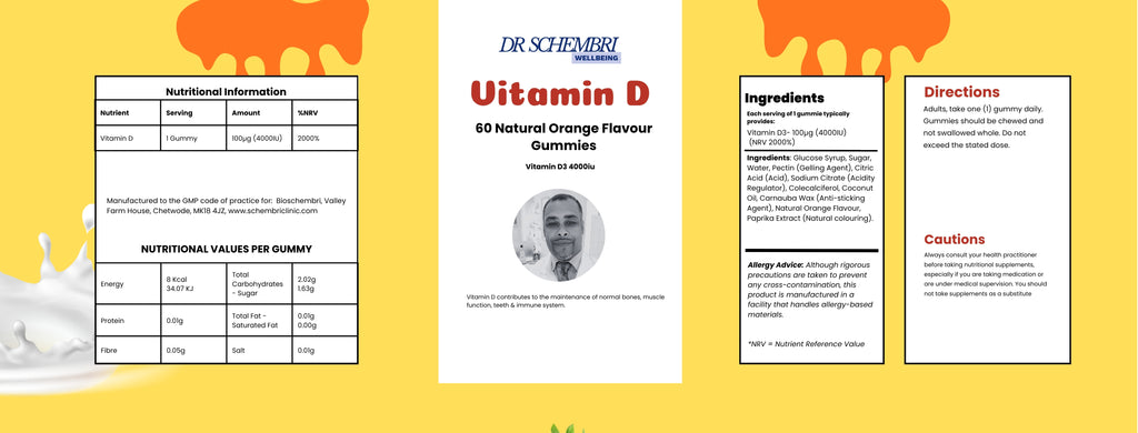 Vitamin D3 4000iu - 60 Orange Flavour Gummies - 200ml