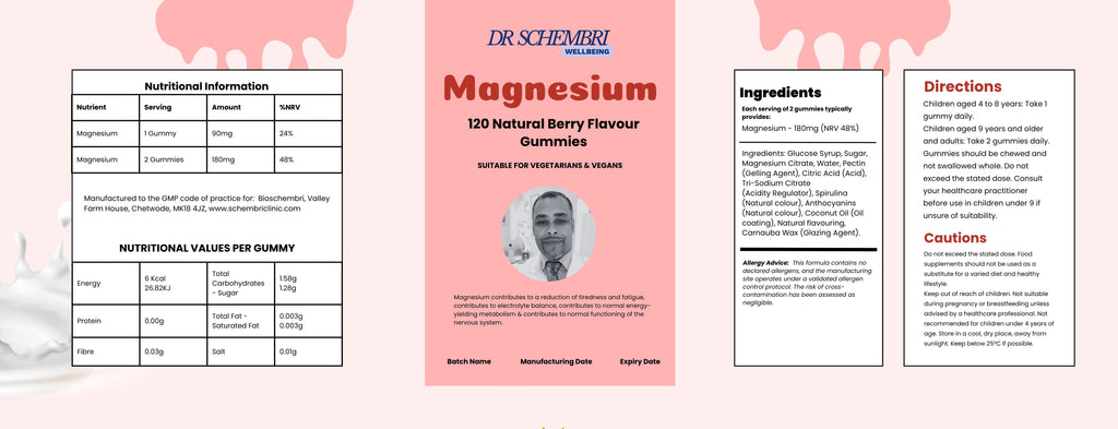 Magnesium - 60 Natural Berry Flavour Gummies - 250ml
