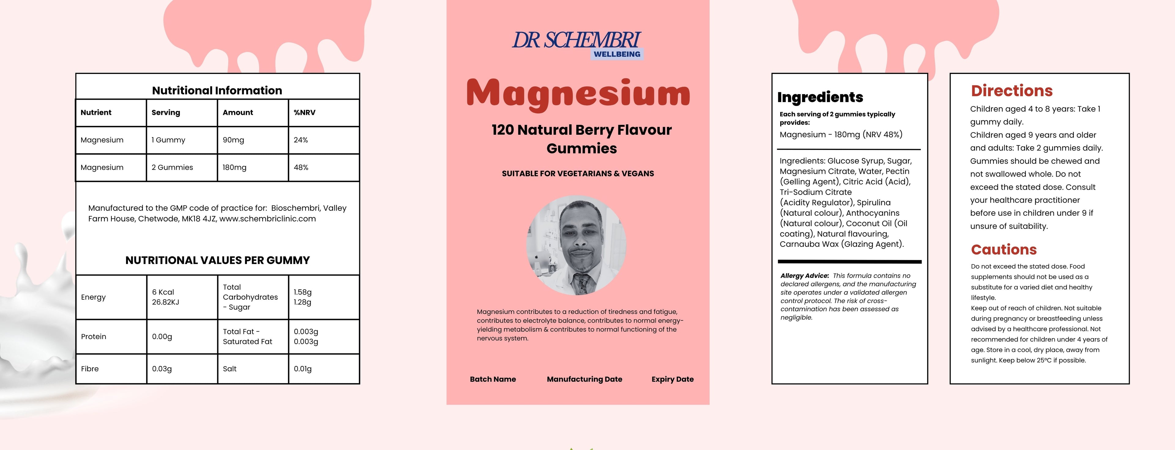 Magnesium - 60 Natural Berry Flavour Gummies - 250ml