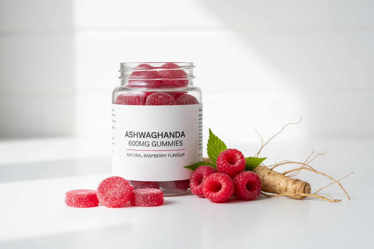 Ashwagandha 600mg - 150 Natural Raspberry Flavour Gummies